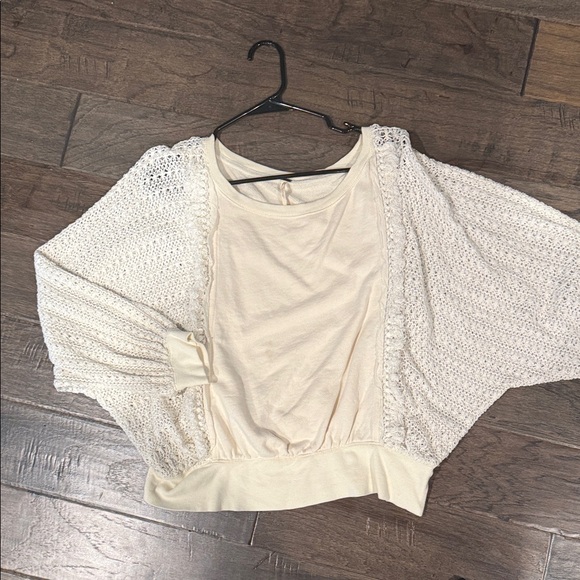 Free People Tops - Free People Cream Knit Sweatshirt